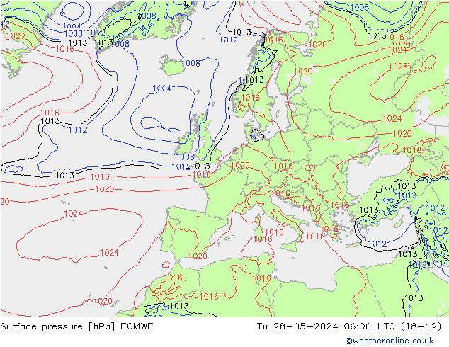 Luchtdruk (Grond) ECMWF di 28.05.2024 06 UTC