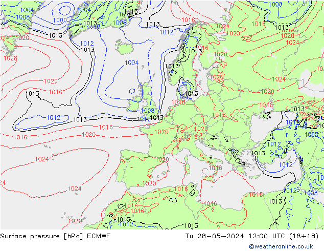 Luchtdruk (Grond) ECMWF di 28.05.2024 12 UTC