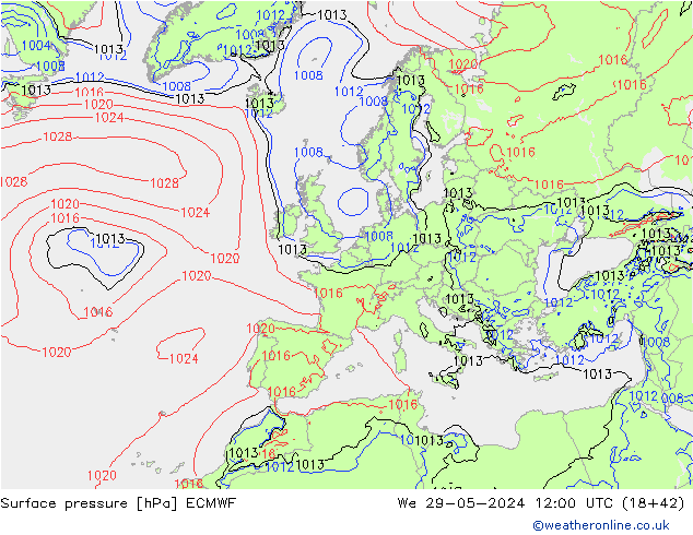 приземное давление ECMWF ср 29.05.2024 12 UTC
