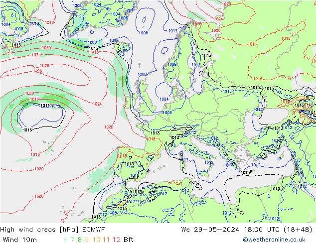 Windvelden ECMWF wo 29.05.2024 18 UTC
