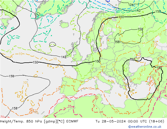 Z500/Yağmur (+YB)/Z850 ECMWF Sa 28.05.2024 00 UTC