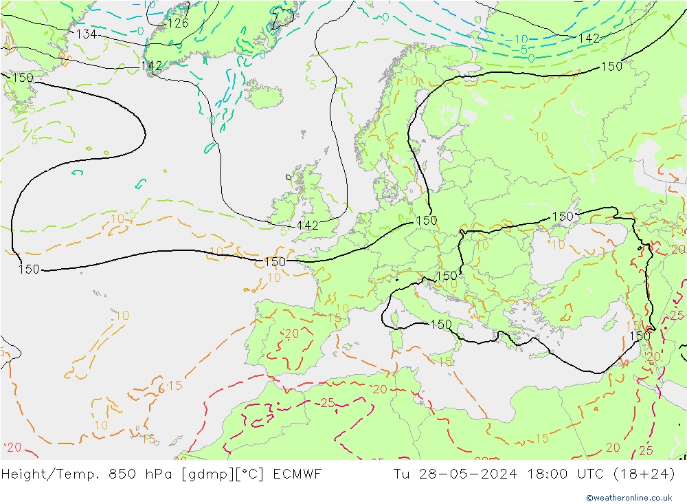 Z500/Rain (+SLP)/Z850 ECMWF Út 28.05.2024 18 UTC