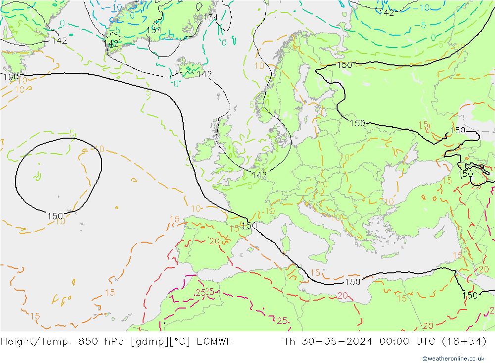 Z500/Rain (+SLP)/Z850 ECMWF Do 30.05.2024 00 UTC