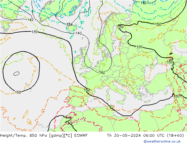 Z500/Rain (+SLP)/Z850 ECMWF Th 30.05.2024 06 UTC