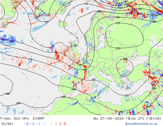 T-Adv. 500 hPa ECMWF lun 27.05.2024 18 UTC