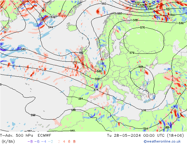 T-Adv. 500 hPa ECMWF Tu 28.05.2024 00 UTC