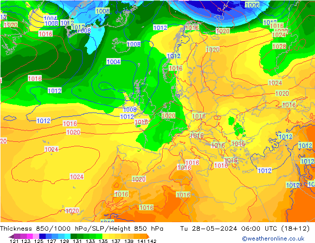 Thck 850-1000 hPa ECMWF  28.05.2024 06 UTC