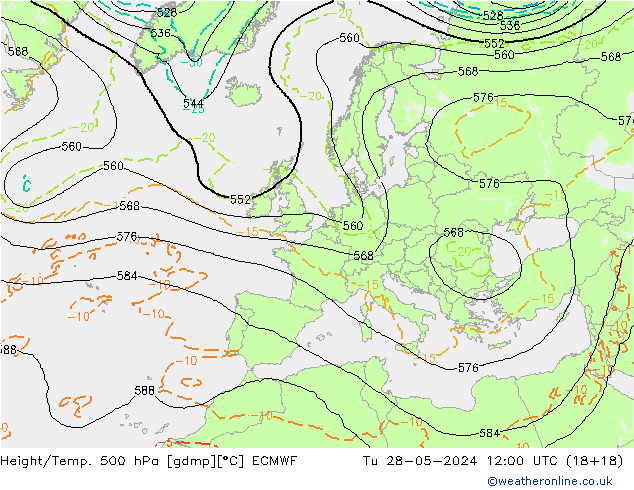 Z500/Rain (+SLP)/Z850 ECMWF Ter 28.05.2024 12 UTC