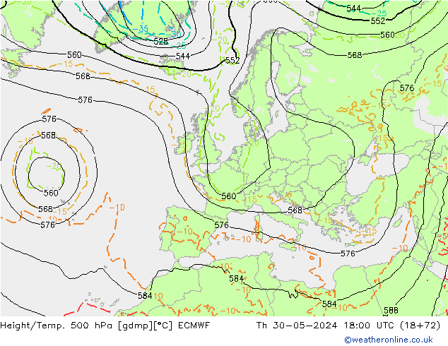 Yükseklik/Sıc. 500 hPa ECMWF Per 30.05.2024 18 UTC