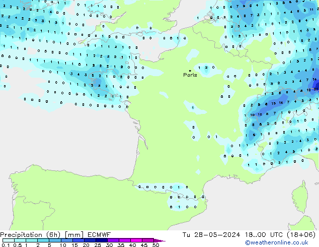 Z500/Rain (+SLP)/Z850 ECMWF вт 28.05.2024 00 UTC