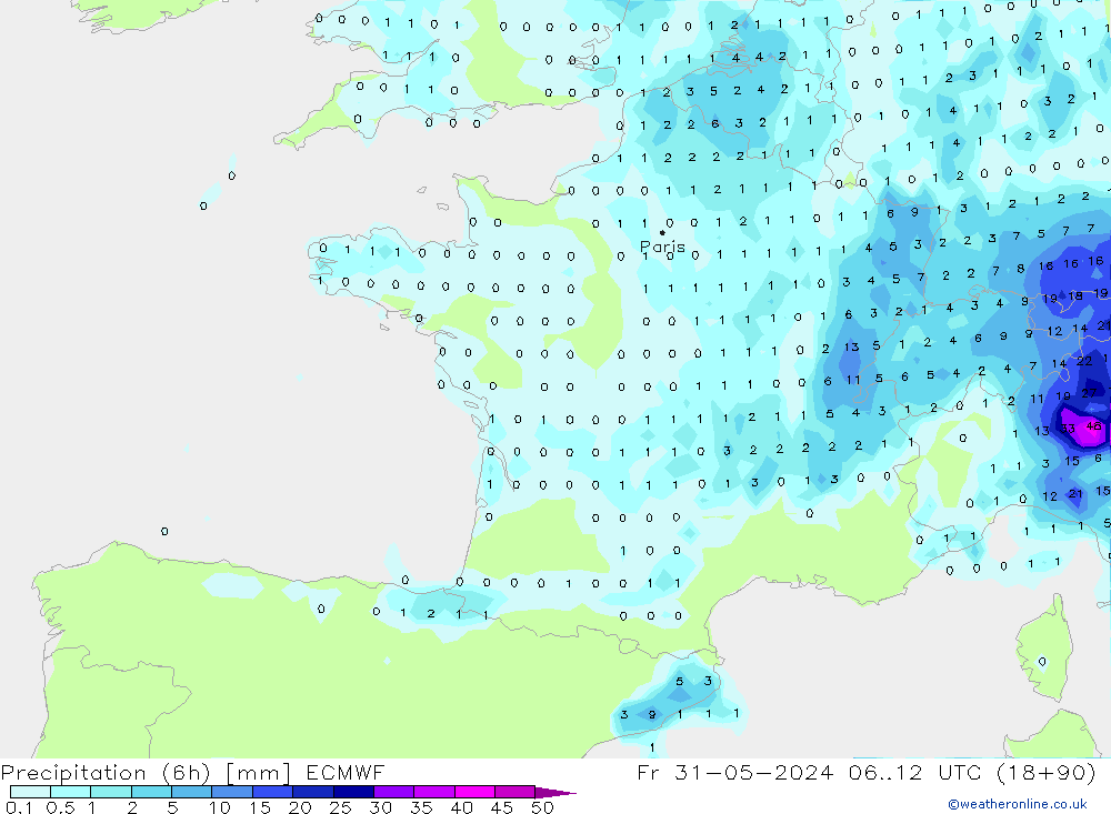 Precipitação (6h) ECMWF Sex 31.05.2024 12 UTC