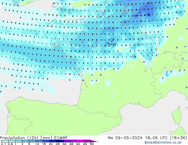 Precipitazione (12h) ECMWF mer 29.05.2024 06 UTC