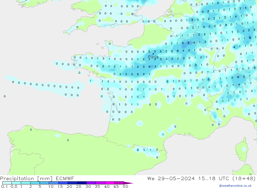 Precipitación ECMWF mié 29.05.2024 18 UTC