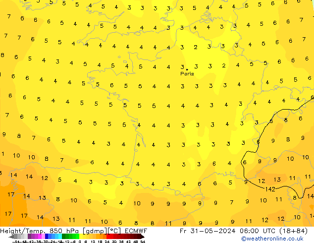 Z500/Rain (+SLP)/Z850 ECMWF Fr 31.05.2024 06 UTC