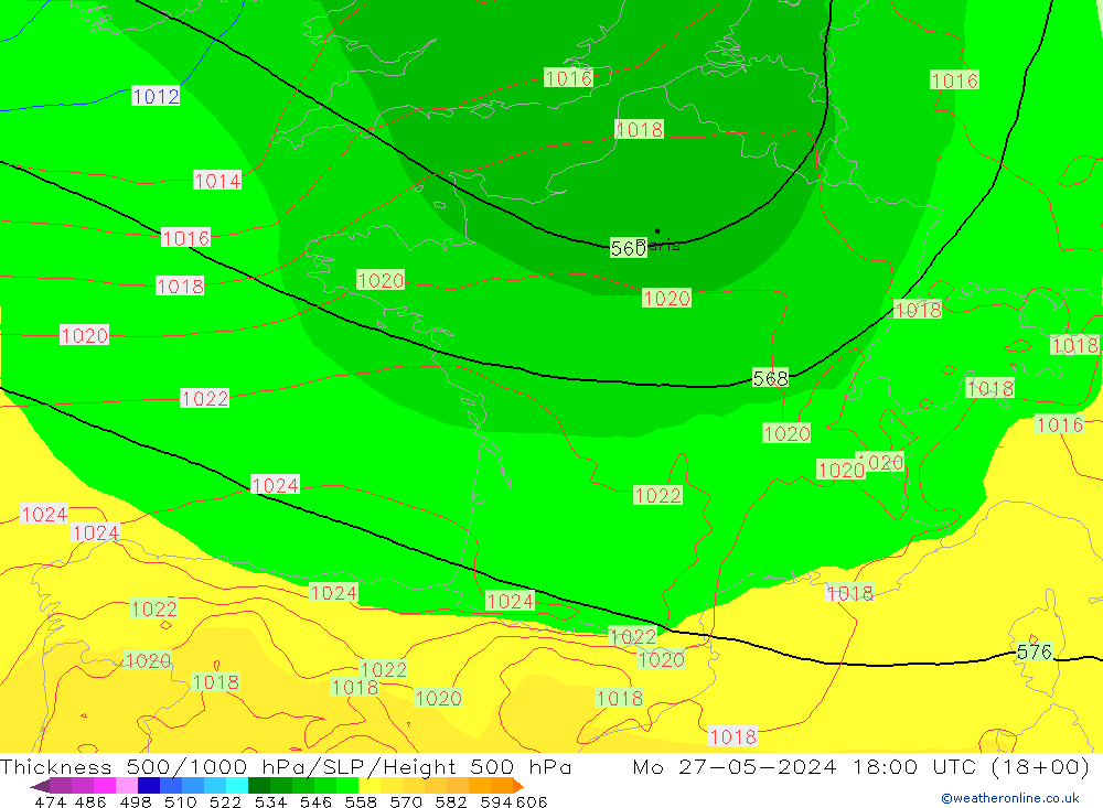 Thck 500-1000hPa ECMWF  27.05.2024 18 UTC