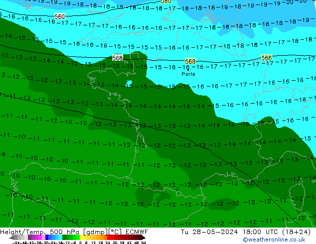 Z500/Rain (+SLP)/Z850 ECMWF Tu 28.05.2024 18 UTC