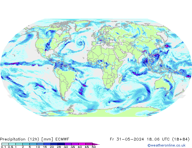 Totale neerslag (12h) ECMWF vr 31.05.2024 06 UTC