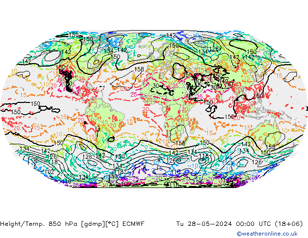 Z500/Yağmur (+YB)/Z850 ECMWF Sa 28.05.2024 00 UTC
