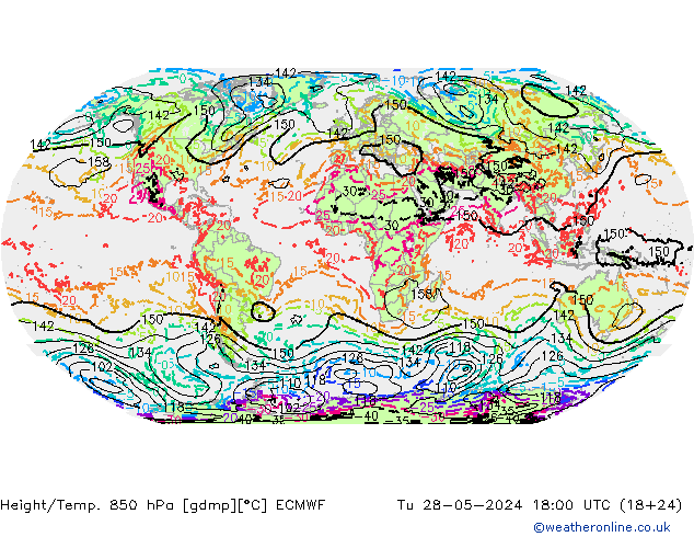 Z500/Rain (+SLP)/Z850 ECMWF 星期二 28.05.2024 18 UTC