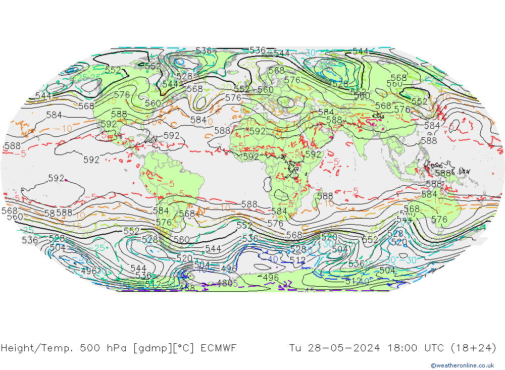 Z500/Rain (+SLP)/Z850 ECMWF Tu 28.05.2024 18 UTC