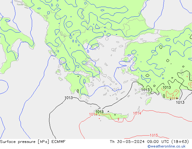 Bodendruck ECMWF Do 30.05.2024 09 UTC