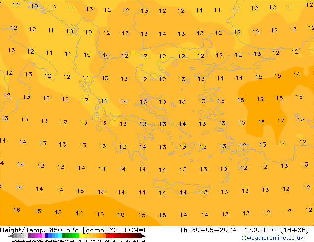 Z500/Rain (+SLP)/Z850 ECMWF gio 30.05.2024 12 UTC