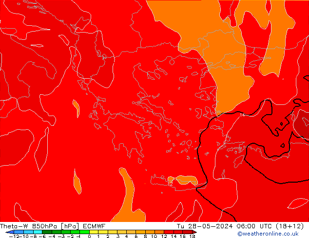 Theta-W 850hPa ECMWF mar 28.05.2024 06 UTC