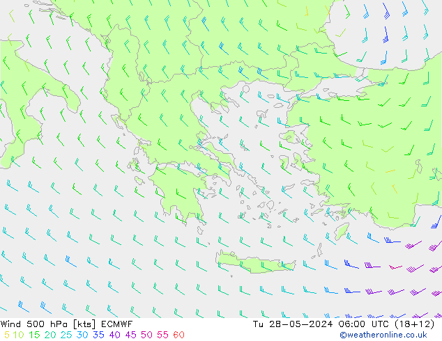 Wind 500 hPa ECMWF Tu 28.05.2024 06 UTC