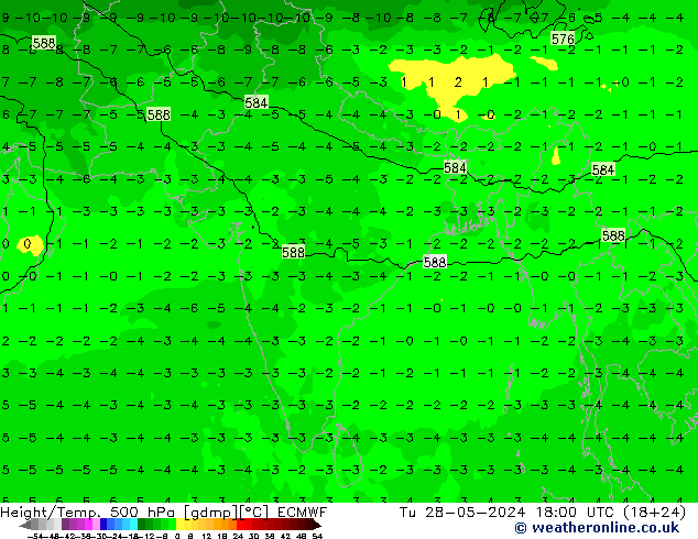 Z500/Yağmur (+YB)/Z850 ECMWF Sa 28.05.2024 18 UTC