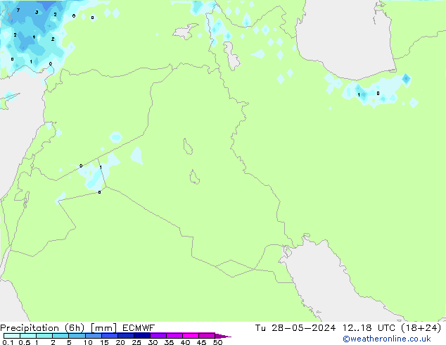 Yağış (6h) ECMWF Sa 28.05.2024 18 UTC