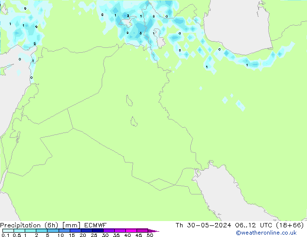 Precipitazione (6h) ECMWF gio 30.05.2024 12 UTC