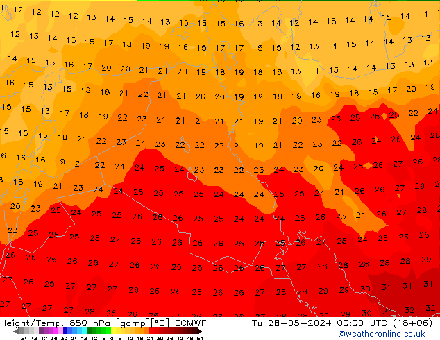 Z500/Rain (+SLP)/Z850 ECMWF Tu 28.05.2024 00 UTC