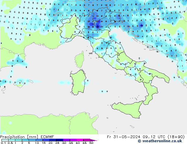 Precipitation ECMWF Fr 31.05.2024 12 UTC