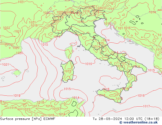 Pressione al suolo ECMWF mar 28.05.2024 12 UTC