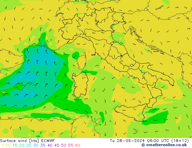 Surface wind ECMWF Tu 28.05.2024 06 UTC