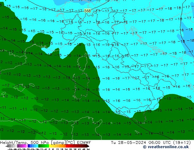 Z500/Rain (+SLP)/Z850 ECMWF вт 28.05.2024 06 UTC