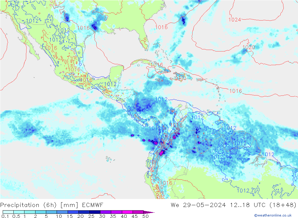 Z500/Rain (+SLP)/Z850 ECMWF We 29.05.2024 18 UTC