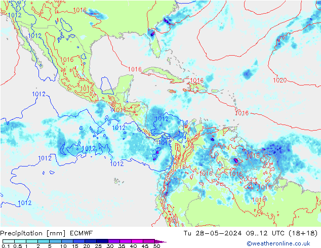 Precipitation ECMWF Tu 28.05.2024 12 UTC