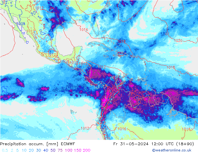 Precipitation accum. ECMWF pt. 31.05.2024 12 UTC