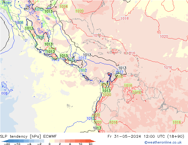 Tendencia de presión ECMWF vie 31.05.2024 12 UTC