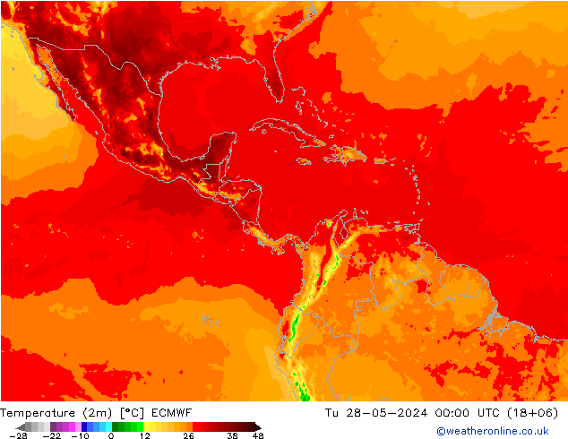 карта температуры ECMWF вт 28.05.2024 00 UTC