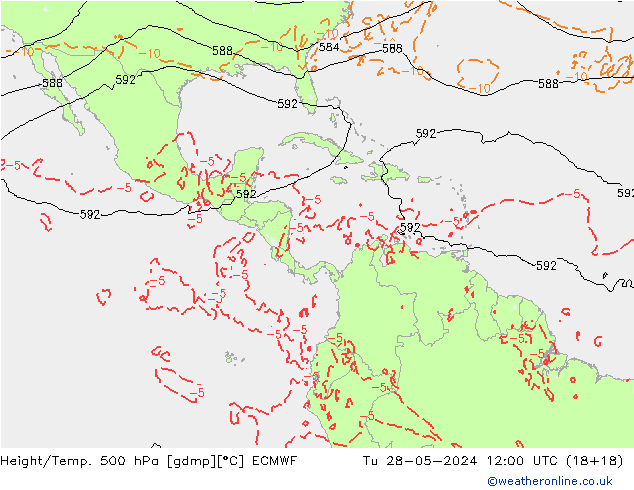 Hoogte/Temp. 500 hPa ECMWF di 28.05.2024 12 UTC