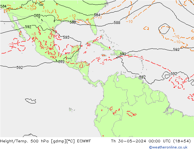 Geop./Temp. 500 hPa ECMWF jue 30.05.2024 00 UTC