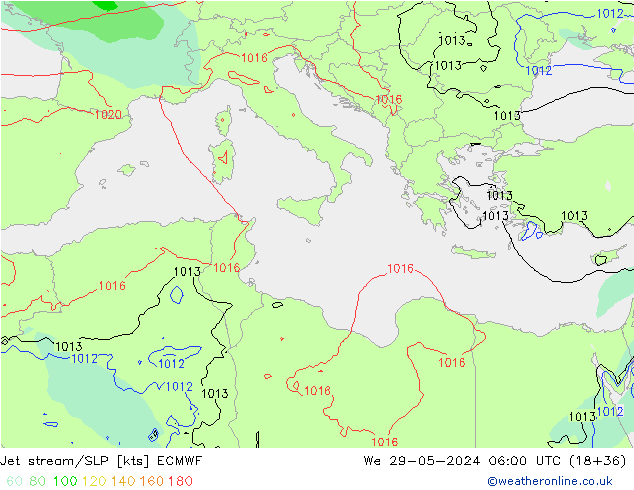 Jet stream/SLP ECMWF We 29.05.2024 06 UTC