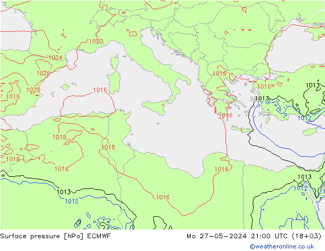 Yer basıncı ECMWF Pzt 27.05.2024 21 UTC