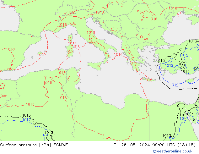 приземное давление ECMWF вт 28.05.2024 09 UTC