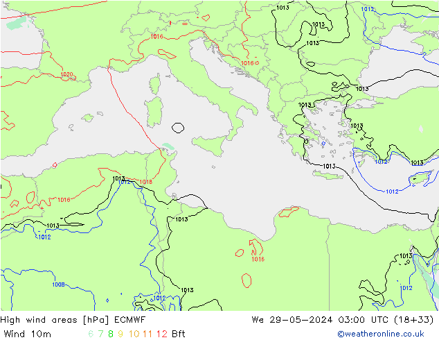 High wind areas ECMWF ср 29.05.2024 03 UTC