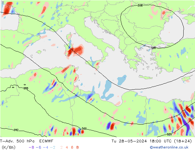 T-Adv. 500 hPa ECMWF  28.05.2024 18 UTC