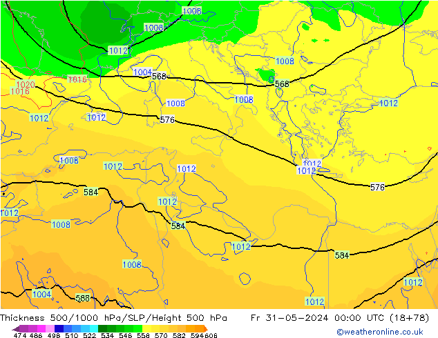 Thck 500-1000hPa ECMWF Fr 31.05.2024 00 UTC