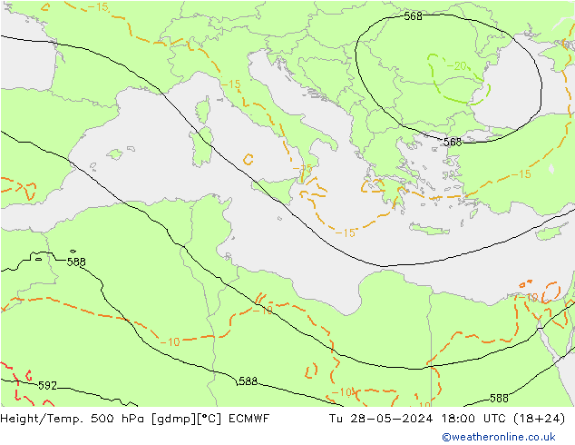 Z500/Rain (+SLP)/Z850 ECMWF Di 28.05.2024 18 UTC